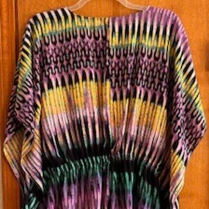 Pancho type blouse with vibrant colors. Large, Brand unknown.